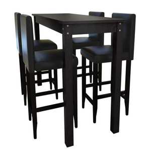 Masă de bar cu 4 scaune de bar, negru imagine