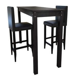 Masă de bar cu 2 scaune de bar negre imagine