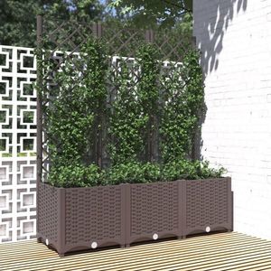 vidaXL Jardinieră de grădină cu spalier, maro, 120x40x136 cm, PP imagine