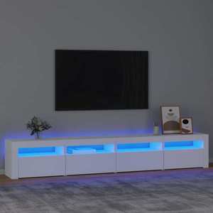 vidaXL Comodă TV cu lumini LED, alb, 240x35x40 cm imagine