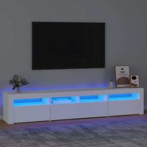 vidaXL Dulap TV cu lumini LED, alb, 210x35x40 cm imagine