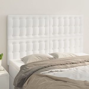 vidaXL Tăblii de pat, 4 buc, alb, 72x5x78/88 cm, piele ecologică imagine