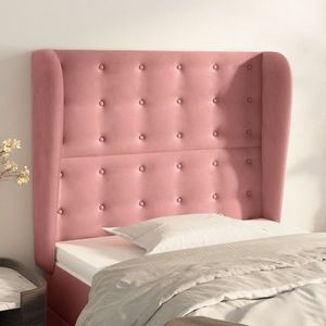 vidaXL Tăblie de pat cu aripioare, roz, 83x23x118/128 cm, catifea imagine