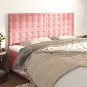 vidaXL Tăblii de pat, 4 buc, roz, 80x5x78/88 cm, catifea imagine