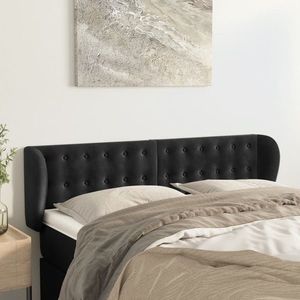 vidaXL Tăblie de pat cu aripioare negru 147x23x78/88 cm catifea imagine