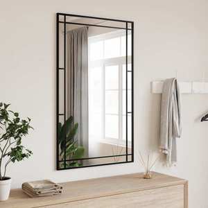 vidaXL Oglindă de perete, negru, 60x100 cm, dreptunghiulară, fier imagine
