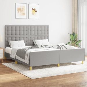 vidaXL Cadru de pat cu tăblie, gri deschis, 160x200 cm, textil imagine
