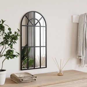 vidaXL Oglindă de perete, negru, 30x60 cm, arcuită, fier imagine