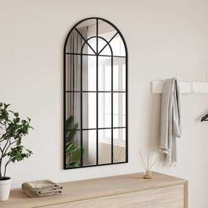 vidaXL Oglindă de perete, negru, 50x100 cm, arcuită, fier imagine