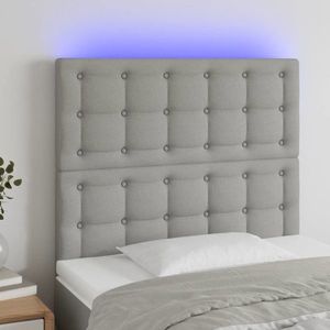 vidaXL Tăblie de pat cu LED, gri deschis, 80x5x118/128 cm, textil imagine