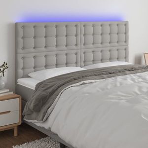 vidaXL Tăblie de pat cu LED, gri deschis, 160x5x118/128 cm, textil imagine
