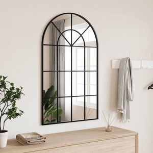 vidaXL Oglindă de perete, negru, 60x100 cm, arcuită, fier imagine