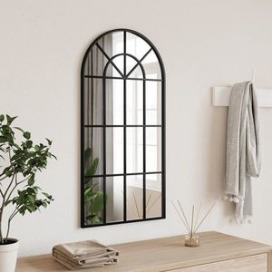 vidaXL Oglindă de perete, negru, 40x80 cm, arcuită, fier imagine