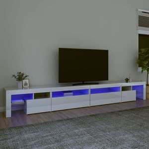 vidaXL Comodă TV cu lumini LED, alb extralucios, 290x36, 5x40 cm imagine