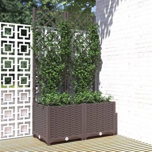 vidaXL Jardinieră de grădină cu spalier maro, 80x40x136 cm, PP imagine