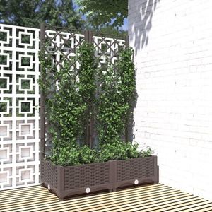 vidaXL Jardinieră de grădină cu spalier maro, 80x40x121, 5 cm, PP imagine