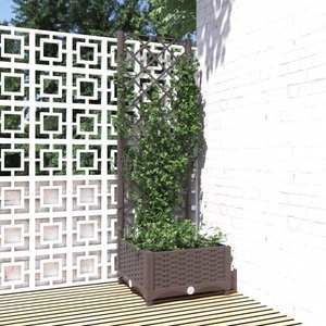 vidaXL Jardinieră de grădină cu spalier maro, 40x40x121, 5 cm, PP imagine