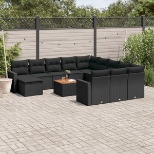 vidaXL Set mobilier de grădină cu perne, negru, 13 piese imagine