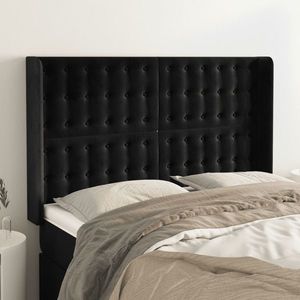 vidaXL Tăblie de pat cu aripioare, negru, 147x16x118/128 cm, catifea imagine