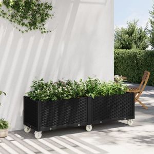 vidaXL Jardinieră de grădină cu picioare, negru, 160x50x54 cm, PP imagine