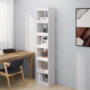 vidaXL Bibliotecă/Separator cameră, alb, 40x30x199 cm, lemn masiv pin imagine