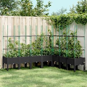 vidaXL Jardinieră de grădină cu spalier, negru, 200x160x142, 5 cm, PP imagine
