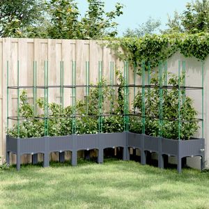 vidaXL Jardinieră de grădină cu spalier, gri, 200x160x142, 5 cm, PP imagine
