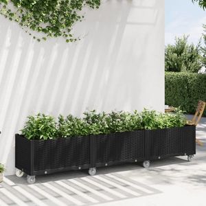 vidaXL Jardinieră de grădină cu picioare, negru, 240x50x54 cm, PP imagine