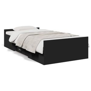 vidaXL Cadru de pat cu sertare, negru, 100x200 cm, lemn prelucrat imagine