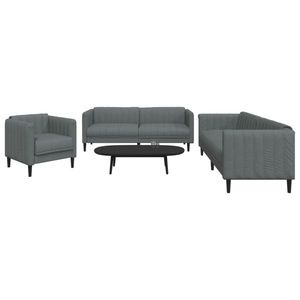 vidaXL Set de canapele, 3 piese, gri închis, textil imagine
