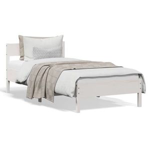 vidaXL Cadru de pat, 100x200 cm, lemn masiv de pin, alb imagine