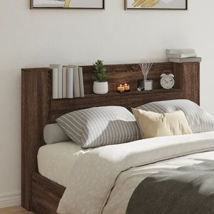 vidaXL Tăblie de pat cu dulap și LED, stejar maro, 160x16, 5x103, 5 cm imagine