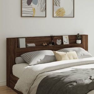 vidaXL Tăblie de pat cu dulap și LED, stejar maro, 220x16, 5x103, 5 cm imagine