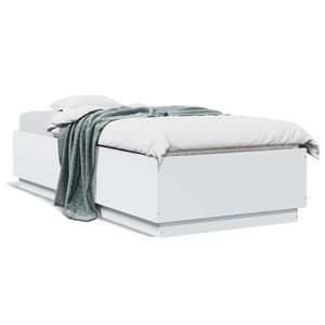 vidaXL Cadru de pat, alb, 100x200 cm, lemn prelucrat imagine