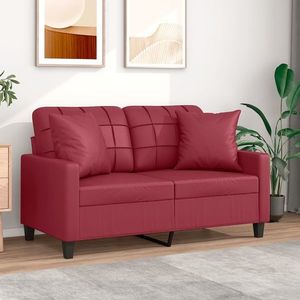 vidaXL Canapea cu 2 locuri cu pernuțe, roșu vin 120 cm piele ecologică imagine