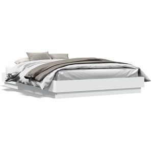 vidaXL Cadru de pat, alb, 150x200 cm, lemn prelucrat imagine