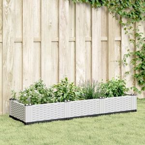 vidaXL Jardinieră de grădină cu țăruși, alb, 125x40x28, 5 cm, PP imagine