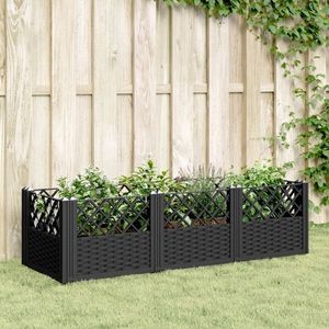 vidaXL Jardinieră de grădină cu spalier, negru, 123, 5x43, 5x43, 5 cm, PP imagine