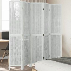 vidaXL Paravan cameră 5 panouri, alb, lemn masiv paulownia imagine