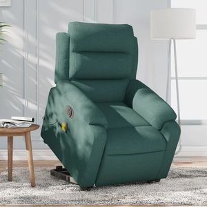vidaXL Fotoliu de masaj rabatabil electric cu ridicare, verde, textil imagine