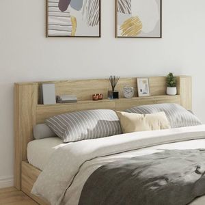 vidaXL Tăblie de pat cu dulap și LED, stejar sonoma, 220x16, 5x103, 5 cm imagine