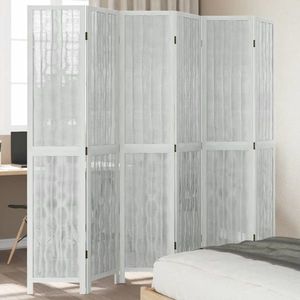 vidaXL Paravan cameră 6 panouri, alb, lemn masiv paulownia imagine
