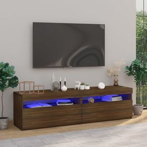 vidaXL Comodă TV cu lumini LED, 2 buc., stejar maro, 75x35x40 cm imagine