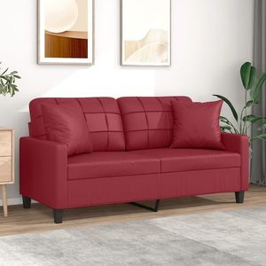 vidaXL Canapea cu 2 locuri cu pernuțe, roșu vin 140 cm piele ecologică imagine