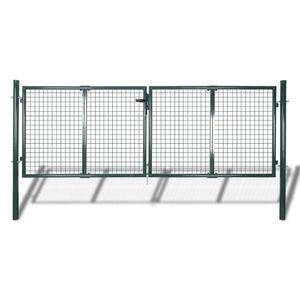 vidaXL Poartă de gard din oțel, verde, 306 x 150 cm imagine