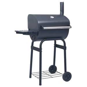 vidaXL Grătar barbecue cu cărbuni, afumătoare și raft inferior, negru imagine