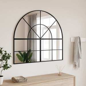 vidaXL Oglindă de perete, negru, 100x90 cm, arcuită, fier imagine