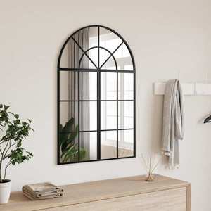 vidaXL Oglindă de perete, negru, 60x90 cm, arcuită, fier imagine