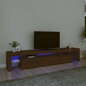 vidaXL Comodă TV cu lumini LED, stejar maro, 215x36, 5x40 cm imagine
