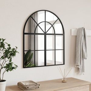 vidaXL Oglindă de perete, negru, 60x70 cm, arcuită, fier imagine